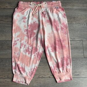 NWT Livi Tie Dye Orange Pink Cropped Drawstring Jogger Pants Sz 14/16
